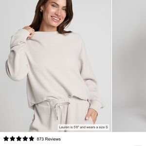 Women's Waffle-Knit Pullover Sweatshirt - Light Beige